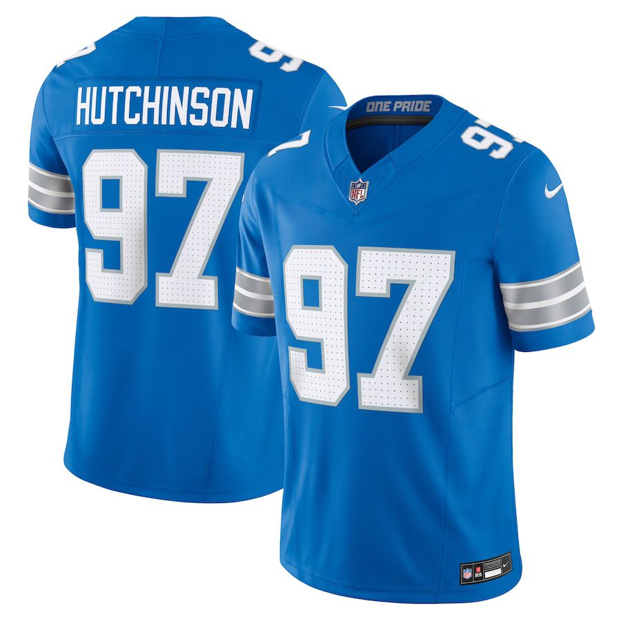 Men Detroit Lions 97 Aidan Hutchinson Nike Blue Vapor F.U.S.E. Limited NFL Jersey